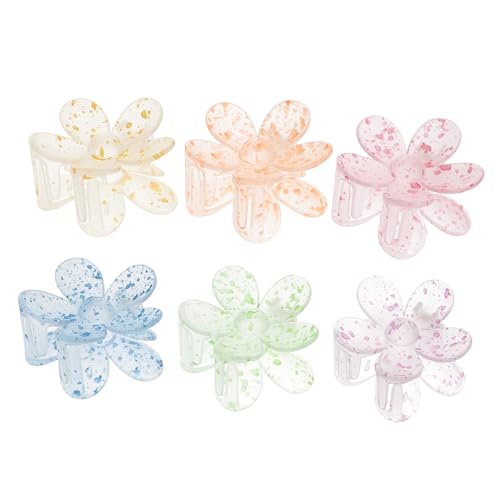 PartyKindom 6 Stück Teiliges Blumen Haarklammern aus Robustem Kunststoff Rutschfeste Haarspangen mit Verzahnung für Festen Vielseitig Einsetzbar für Haartypen Damen und Mädchen Bunte Farben von PartyKindom