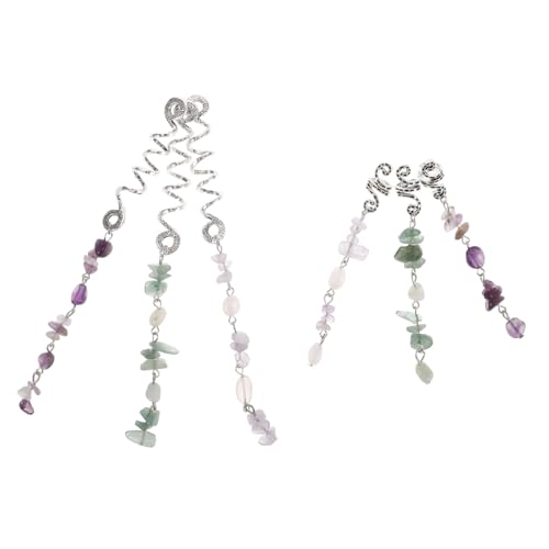 PartyKindom 6 Stück Teiliges Ethnische Dreadlock Haarringe mit Natürlichen Steinanhängern Robuste Komfortable Haaraccessoires für Flechtfrisuren Vielseitig Kombinierbar Boho Stil für Damen von PartyKindom
