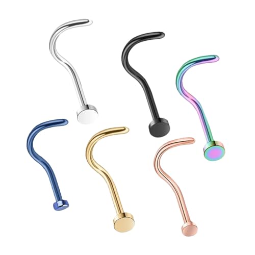 PartyKindom 6 Stück Teiliges Flacher Nasenstecker aus Schraub Nasenringe in Silber Schwarz Gold Blau Bunt Roségold Hypoallergen und Angenehm zu Tragen für Damen und Herren PartyKindom 6 Stück Teiliges Flacher Nasenstecker aus Schraub Nasenringe in Silber Schwarz Gold Blau Bunt Roségold Hypoallergen und Angenehm zu Tragen für Damen und Herren von PartyKindom