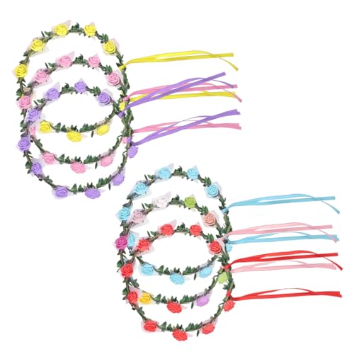 PartyKindom 6 Stück Teiliges LED Blumenkranz Leuchtender Haarschmuck mit Farbigen Chiffonblumen LED Kopfschmuck für Hochzeit Festival Party Geeignet für Damen Mädchen von PartyKindom
