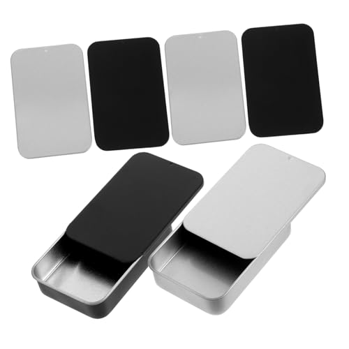 PartyKindom 6 Stück Teiliges Metall Kartenetui mit Schiebemechanismus Eleganter Visitenkartenhalter und Kreditkartenbox Kompakte Aufbewahrung für Ausweise und Bankkarten Schwarz und Silber von PartyKindom