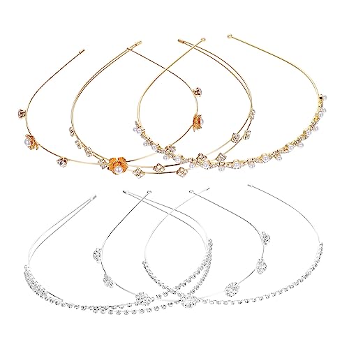 PartyKindom 6 Stück Teiliges Perlen Haarreif mit Funkelnden Strasssteinen Langlebig und Komfortabel Eleganter Kopfschmuck für Damen und Mädchen Geeignet für Hochzeit Party Alltag und von PartyKindom