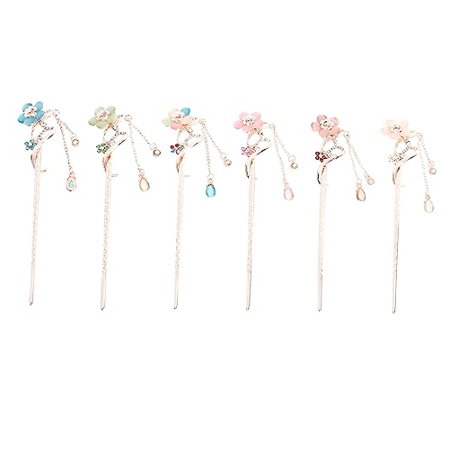 PartyKindom 6 Stück Teiliges Retro Haarstäbchen mit Blumenmotiv Antikes Haarschmuck aus Klassische Haarnadeln für Damen und Mädchen Geeignet für Hanfu Partys und Festliche Zufällige Farbe von PartyKindom
