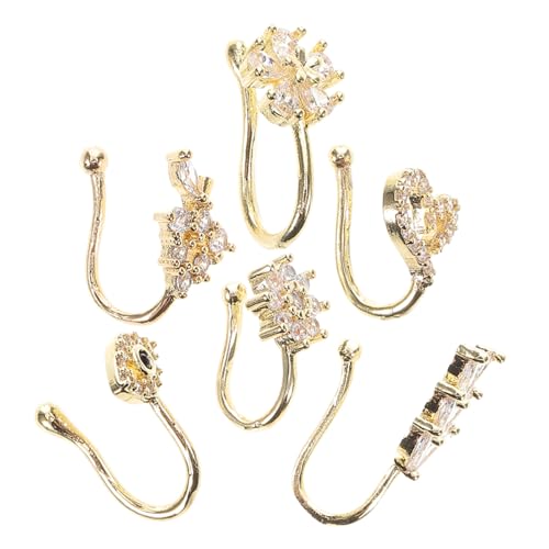 PartyKindom 6 Stück Teiliges Verstellbares Nasenclip aus Kupfer mit Funkelnden Mikropavé Verschiedene Formen Wie Stern Mond Blume nicht Durchstochen Unisex Schmuck für Damen und Herren PartyKindom 6 Stück Teiliges Verstellbares Nasenclip aus Kupfer mit Funkelnden Mikropavé Verschiedene Formen Wie Stern Mond Blume nicht Durchstochen Unisex Schmuck für Damen und Herren von PartyKindom