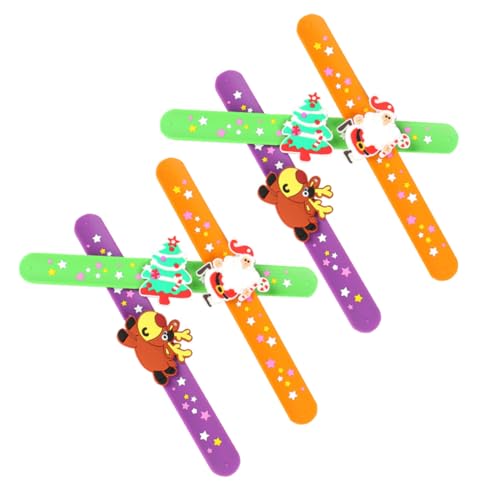 PartyKindom 6 Stück Teiliges Weihnachts Silikon Schnapparmbänder Party Cartoon Weiche Sichere Armbänder mit Weihnachtsdesign für Jungen Mädchen Angenehm zu Tragen von PartyKindom
