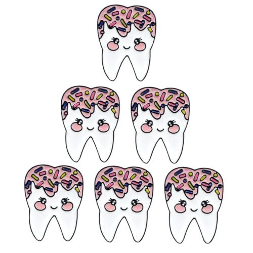 PartyKindom 6 Stück Teiliges Zahnbroschen aus Legierung Kreative Anstecknadeln Kleidungsschmuck Accessoires für Damen und Mädchen Geeignet für Freizeit und Büro von PartyKindom