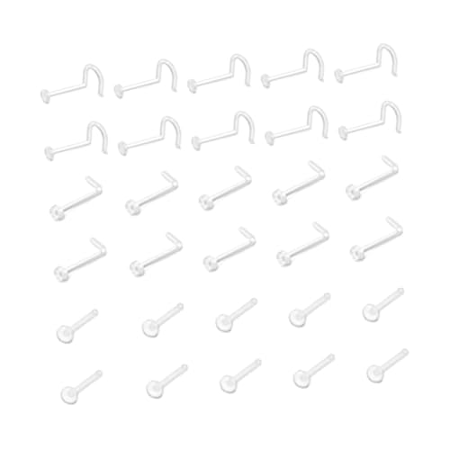 PartyKindom 60 Stück Medizinischer Transparenter Nasenring aus Formen S Förmig Gebogen Gerade für Damen und Herren Hautfreundlich Langlebig für Alltag und von PartyKindom