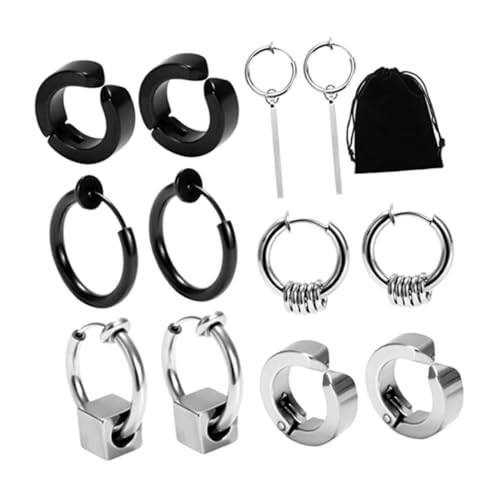 PartyKindom 6paare Edelstahl Ohrclips Für Männer Ohrknochen-clips Piercing Stilvolle Herren-ohrschmuck Glänzend Passend Zu Modischer Kleidung Für Bar Club Und Party von PartyKindom