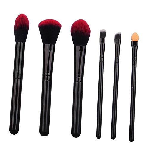 PartyKindom 6Stücke Teiliges Kosmetikpinsel für Hochwertige Weiche Borsten für Lidschatten und Augenbrauen Robuster für Präzises Make Up Rotes Design Perfektes von PartyKindom
