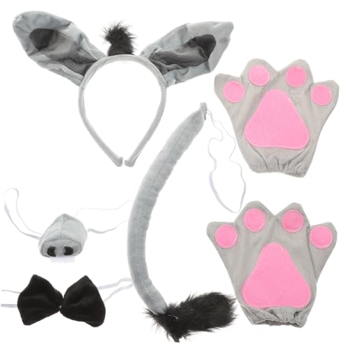 PartyKindom 6stücke Eselkostüm Mit Eselosohren Und Eselstirnband Für Junge Mädchen Inklusive Nase Und Handschuhen Für Halloween-dress-up Und Tierkostümpartys von PartyKindom