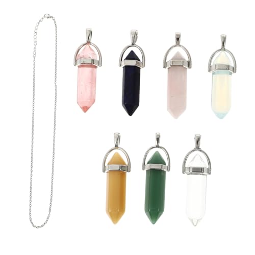 PartyKindom 7 Stück Teiliges Anhänger mit Natürlichem Sechseckigem Halskette für Frauen und Mädchen Vielseitige Schlüsselbein Kette in Farben Eleganter Modeschmuck für Alltag und Party von PartyKindom