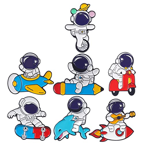 PartyKindom 7 Stück Teiliges Astronauten Broschen Legierung Niedliche Anstecknadeln für Kleidung und Taschen Kreative Accessoires für Frauen Retro Design für Partys und von PartyKindom