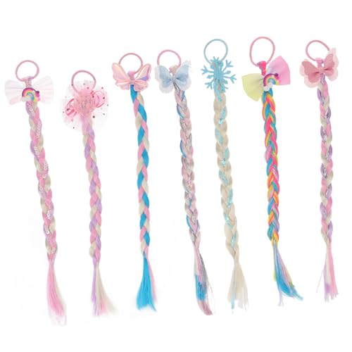 PartyKindom 7 Stück Teiliges Geflochtenes Haar Extensions für Mädchen Bunte Haargummis Farbenfroher Party Haarschmuck Schonend für Haare zum Verkleiden und Festtagsanlässe von PartyKindom