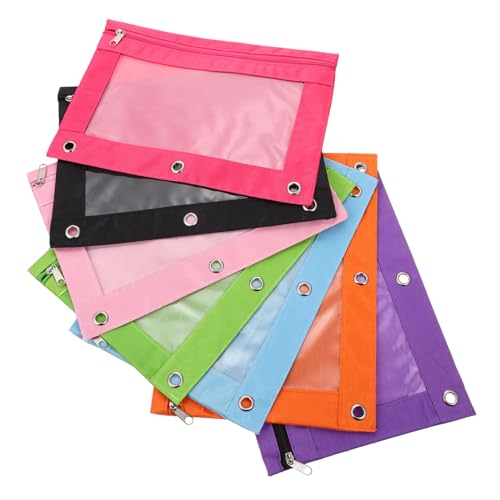 PartyKindom 7Stücke Tragbarer Teiliges Stiftbeutel mit Ring Reißverschluss Multifunktionale Aufbewahrungstasche für Schule und Haushalt von PartyKindom