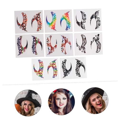 PartyKindom 8 Paare Temporäre Augen Tattoos Sticker Kunstvolles Augen Make Up Aufkleber Langanhaltend Schweißresistent Geeignet als Eyeliner Lidschatten Gesichtssticker für Erwachsene von PartyKindom