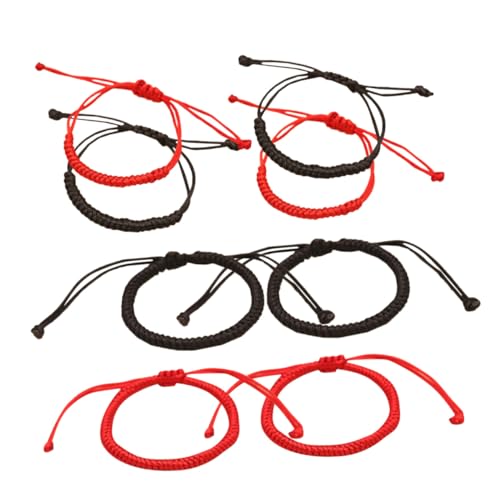 PartyKindom 8 Stück Handgefertigtes Teiliges Armband Geflochtene Rote und Schwarze Seilarmbänder Verstellbar Unisex Modisches Schmuckaccessoire für Männer und Frauen für Freunde von PartyKindom