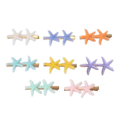 PartyKindom 8 Stücke Entenschnabel Clips für Mädchen Rutschfest Dekorativer Haar Schmuck Seestern Design Haarschmuck für Kinder von PartyKindom