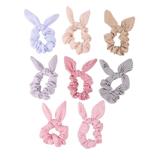 PartyKindom 8 Stück Teiliges Haargummi Elastischen Gestreiften Schleifen und Niedlichen Hasenohren Dehnbar Weich für Mädchen und Damen als Haarband oder Armband Bunte von PartyKindom