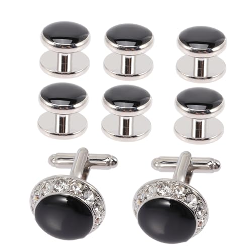 PartyKindom 8 Stück Teiliges Manschettenknopf mit Funkelnden Strasssteinen Hochwertige Emaille Klassische Herren Cufflinks für Hemd Anzug Hochzeit Business Stilvolles Accessoire für Männer von PartyKindom