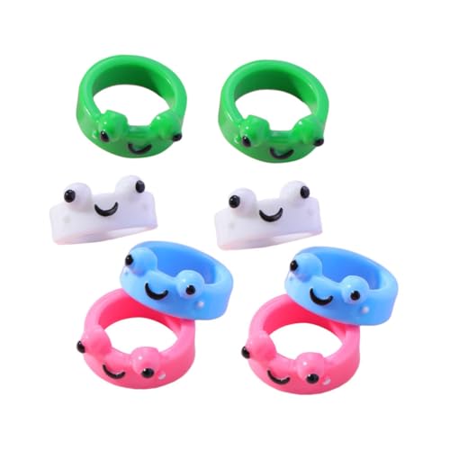 PartyKindom 8 Stück Teiliges Resin Froschring Damen Bunter Schmuck Leichte Hautfreundliche Ringe Modisch Vielseitig für Alltag Party Zufällige Farbe Zufällige Farbe von PartyKindom