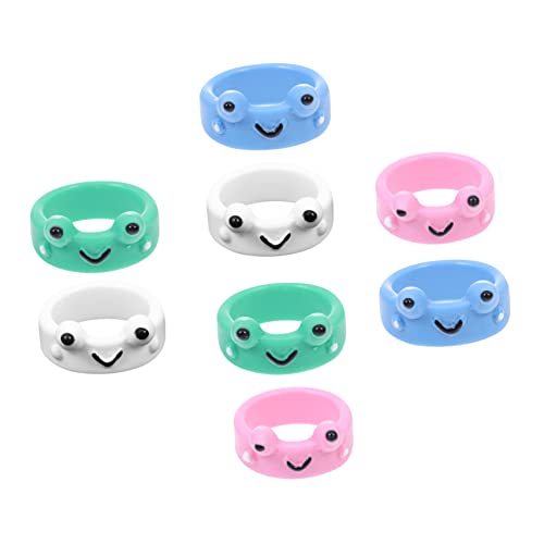 PartyKindom 8 Stück Teiliges Set Kreative Cartoon Frosch Ringe Resin Ringe für Frauen Einzigartiger Fingerring Schmuck für Stilvolle von PartyKindom