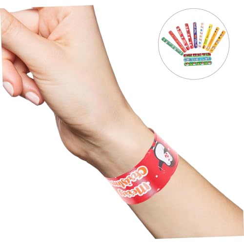PartyKindom 96 Stück Teiliges Weihnachts Slap Armband PVC Wristbands Festliche Weihnachtsmotive Komfortabel Langlebig Vielseitig Tragbar für Damen und Accessoire von PartyKindom
