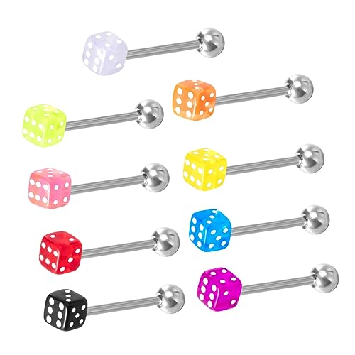 PartyKindom 9 Stücke Würfelförmige Zungenringe Bunte Piercings für Damen und Herren Leicht und Hautfreundlich für Hochzeiten Geburtstage und Besondere Anlässe von PartyKindom