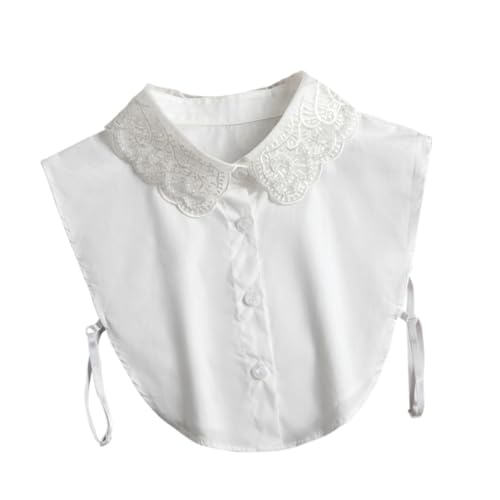PartyKindom Abnehmbarer Falscher Blusenkragen mit Gestickter Organzaspitze Verstellbare Halbschultern Vielseitiges Damen accessoire für Hemden Pullover Kleider Stilvolle Büro Alltagsmode von PartyKindom