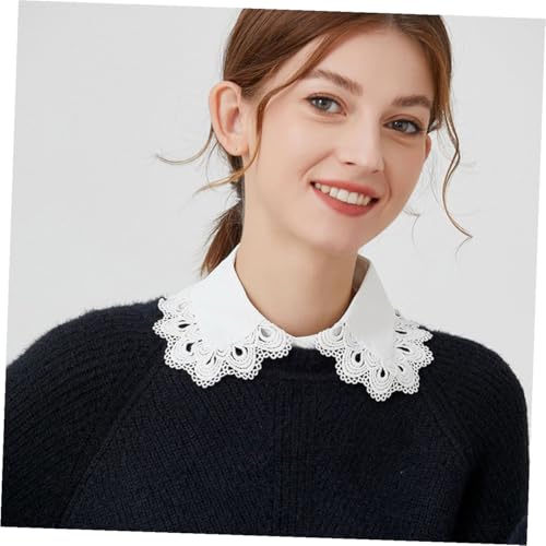 PartyKindom Abnehmbarer Weißer Fake kragen für Damen Spitzen chiffon Halbes Hemd Eleganter Bubikragen Atmungsaktiv und Bequem Vielseitig Kombinierbar für Kleider Pullover Blusen Geeignet für von PartyKindom