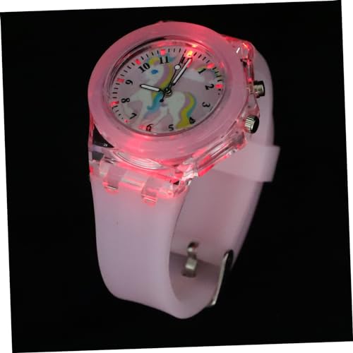 PartyKindom Armbanduhr Einhorn Analog Quarzuhr mit Silikonarmband Verstellbar Nachtleuchtend für Jungen Mädchen Schüler Lernuhr Rosa Cartoon Uhr für Alltag von PartyKindom