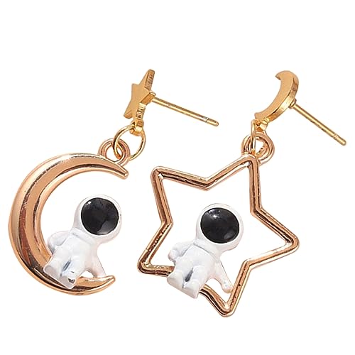 PartyKindom Astronaut Ohrringe für Damen Asymmetrische Mond und Stern Hängende Ohrringe Kreativer Schmuck für Partys und Alltag Eleganter Drop Style Leicht und von PartyKindom