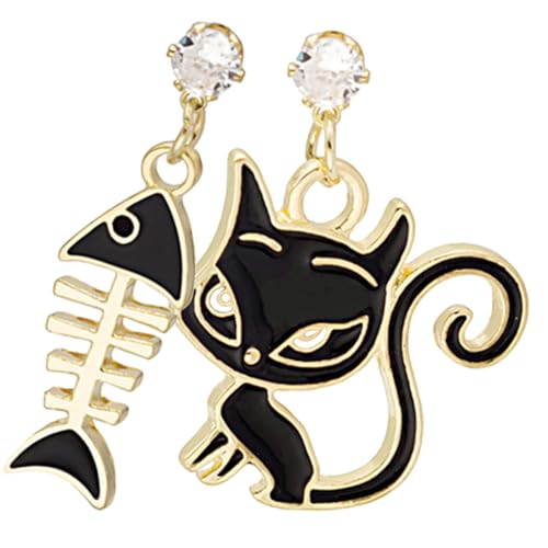 PartyKindom Asymmetrische Katzen Fischgräte Ohrringe Damen Modische Schmuck Dangle Ohrhänger Leicht Elegant für Alltag und Besondere Anlässe Geschenk für Frauen Mädchen von PartyKindom
