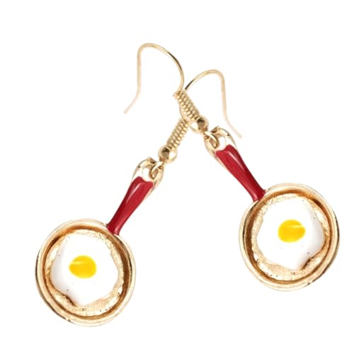 PartyKindom Asymmetrische Kleine Spatel Ohrstecker mit Spiegelei Design Leicht und Originell Roter Ohrschmuck für Studenten und Modebewusste Frauen von PartyKindom