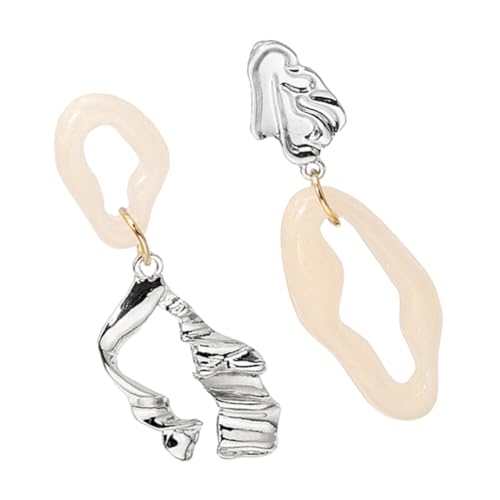 PartyKindom Asymmetrische Metall Ohrhänger Damen und Mädchen Lange Dangle Ohrringe mit Falt Design Leichter Schmuck für Alltag und Besondere Anlässe von PartyKindom