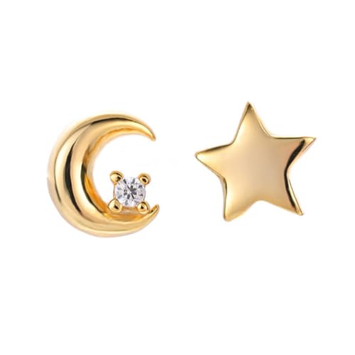 PartyKindom Asymmetrische Mond und Stern Ohrstecker aus Silber Vergoldet Modische Ohrhänger Feine Verarbeitung Leichter Bequemer Schmuck für Damen und Besondere Anlässe PartyKindom Asymmetrische Mond und Stern Ohrstecker aus Silber Vergoldet Modische Ohrhänger Feine Verarbeitung Leichter Bequemer Schmuck für Damen und Besondere Anlässe von PartyKindom