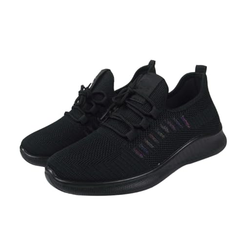 PartyKindom Atmungsaktive Damen Sportschuhe mit Gepolsterter Sohle Leichte Mesh Laufschuhe für Freizeit und Walking Bequeme Fitnessschuhe in Schwarz für Alltag und Sport von PartyKindom