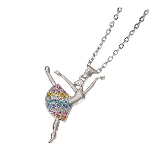 PartyKindom Ballerina Halskette Damen mit Funkelnden Strasssteinen Farbenfroher Schmuckanhänger Eleganter Clavicle Chain für Ballettliebhaberinnen Modisches Accessoire für Alltag und Party von PartyKindom