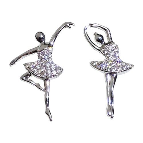 PartyKindom Ballerina Ohrringe Damen Ohrstecker Tanzende Mädchen Schmuck Silber Statement Ohraccessoire Elegant Kompakt Für Alltag Party von PartyKindom