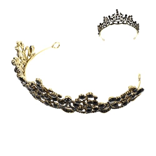 PartyKindom Barocke Brautkrone Schwarz Retro Tiara Hochzeitskopfschmuck Haarschmuck Braut für Hochzeit Geburtstag Festival Geeignet von PartyKindom