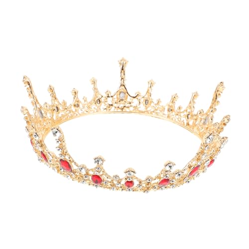 PartyKindom Barocke Brautkrone mit Roten Kristallen Runde Vintage Tiara für Hochzeit Eleganter Haarschmuck Leichtes Braut Accessoire für Festliche Anlässe und Cosplay von PartyKindom