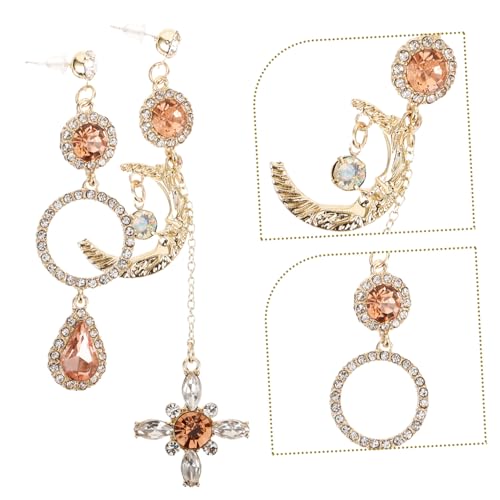 PartyKindom Barockstil Asymmetrische Mond ohrringe für Damen Vintage Lange Quasten Ohrhänger mit Funkelnden Strasssteinen Ausgefallene Statement ohrringe für Besondere Anlässe von PartyKindom