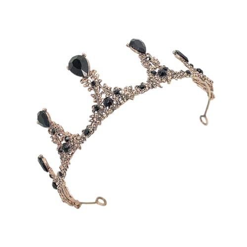 PartyKindom Barockstil Brautkrone Schwarz Tiara Haarschmuck für Hochzeit Party Damen Königliche Kopfbedeckung von PartyKindom