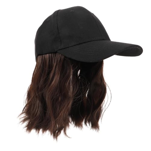 PartyKindom Baseballkappe mit Gewellter Lockiger Synthetischer Perücke für Damen Leichte Bequeme Mütze für Vielseitige Anlässe Wie Cosplay Bühne Date Baseball Hut Perücke mit Natürlichem Look von PartyKindom