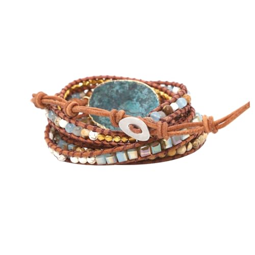 PartyKindom Schmuck Armband Für Damen Perlenarmband Im Bohemia-stil Natursteinweberei Verstellbare Exquisites Design Für Alltag Und Reisen von PartyKindom