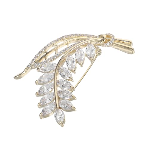 PartyKindom Blattschmucknadel für Damen Glitzernde Zirkonia Brosche für Shirts und Pullover Retro Modeaccessoire für von PartyKindom