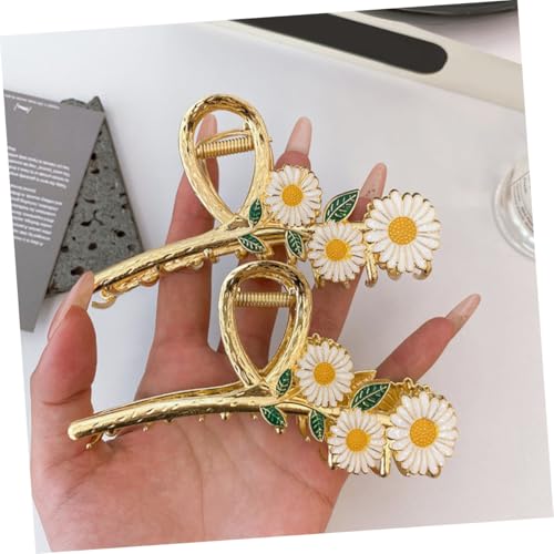 PartyKindom Blumen Metall Haarkralle mit Gänseblümchen Design Stabile Haarspange für Dickes und Dünnes Haar Dekorativer Haarklammer für Frauen und Mädchen Geeignet für Alltag Hochzeit von PartyKindom