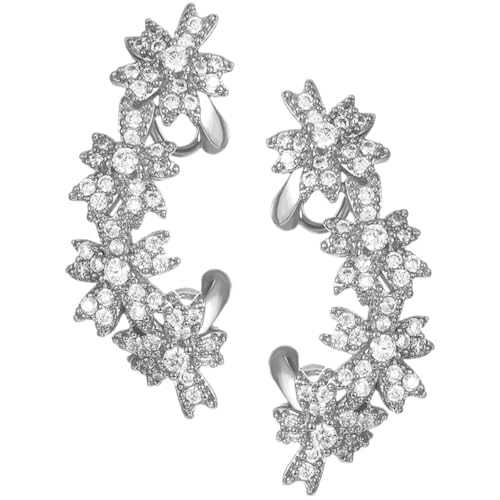PartyKindom Blumen Ohrclips Damen Ohrklemme mit Zirkonia Leichter Modischer Ear Cuff Clip für Cosplay Party Hochzeit und Alltag von PartyKindom
