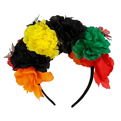 PartyKindom Blumenhaarband Damen Halloween Haarschmuck Rosen Stirnband Stoff Headband Stylisches Partyaccessoire für Frauen Festliche Kostümzierde Zufällige Farbe von PartyKindom