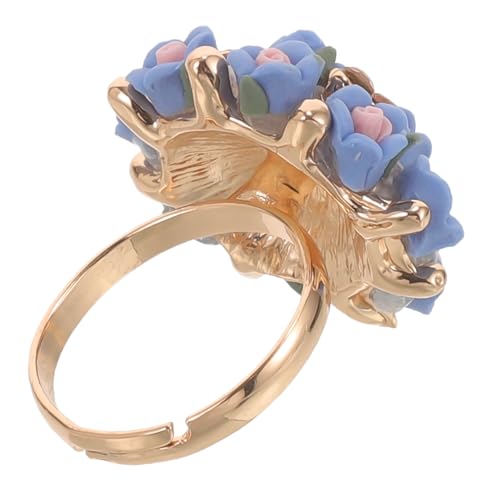 PartyKindom Blumiger Keramikring Damen Langlebig Legierter Schmuck Eleganter Retro stil Verziert mit Zarter Blume für Alltag Partys und Festliche Anlässe von PartyKindom