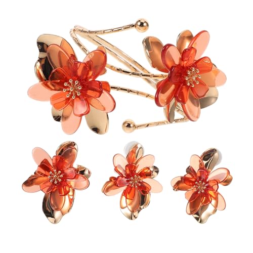 PartyKindom Ohrring-armband-ring-set Mit Blumenmotiven Für Damen Statement-ringe Und Süße Ohrringe Für Alltag Und Besondere Anlässe Rot von PartyKindom